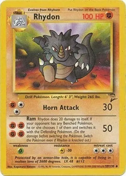 Amazon.com: Pokemon - Rhydon (59) - Base Set 2: Toys & Games
