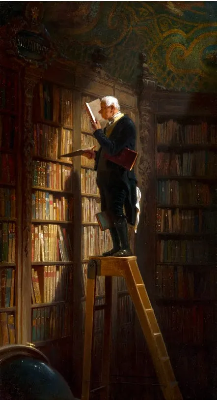 The Bookworm, Carl Spitzweg (1850). Fuente: acá.