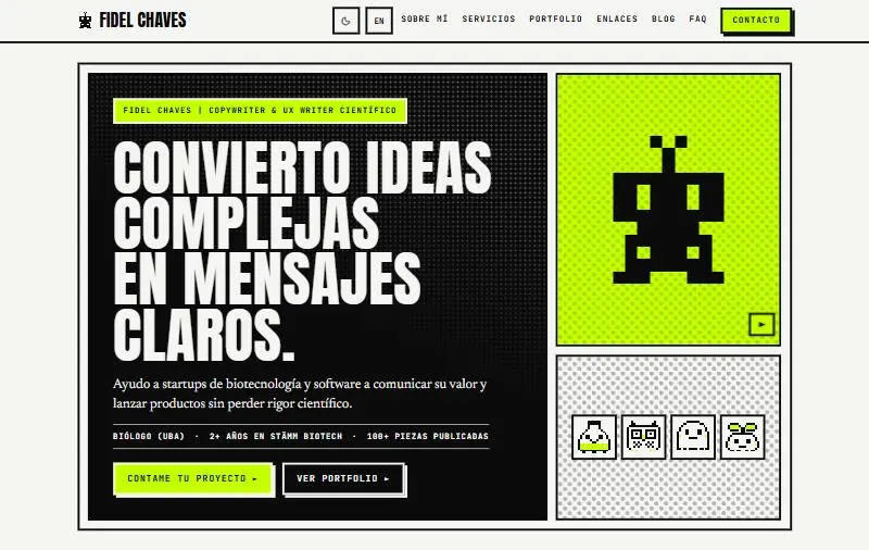 Portada del sitio hoy