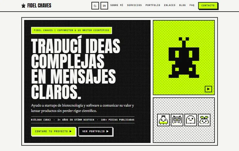Portada del sitio en la versión v18