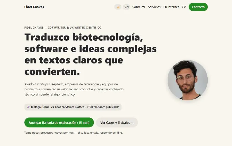 Portada del sitio en la versión v2