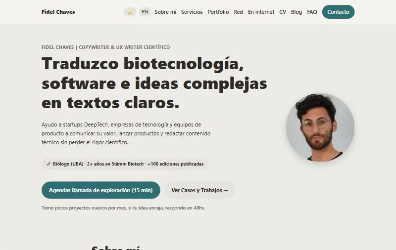 Portada del sitio en la versión v5