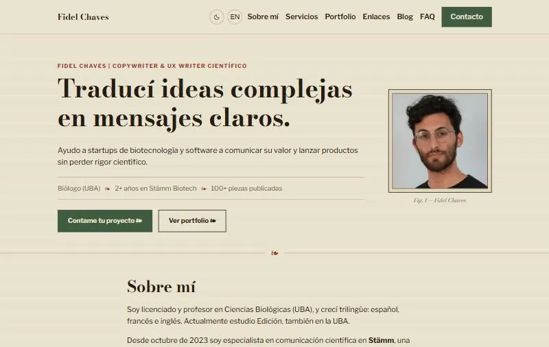Portada del sitio en la versión v6